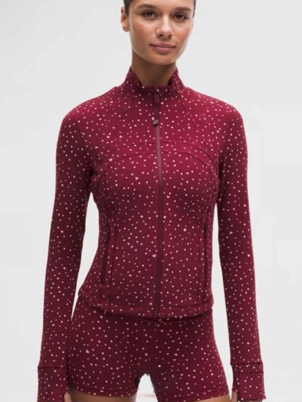 Lululemon Women’s Maroon Polka Dot Zip-Up Cropped - JACKET ONLY - *Authentic*